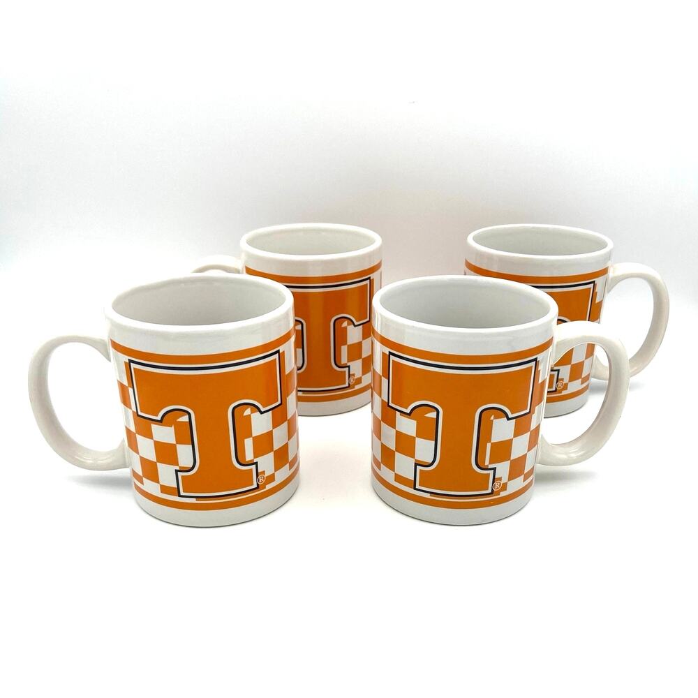 University of Tennessee Orange and White Checkerboard Mugs Lot of 4 Vols 11 oz